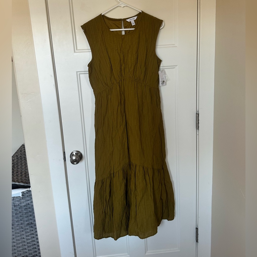 Nine West Green Sleeveless Crew Neck Sundress